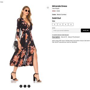 Free People Miranda Midi Dress Black Combo Size 6